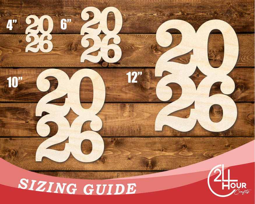 Unfinished Wood Year 2026 Shape | DIY Craft Cutout | up to 46" DIY