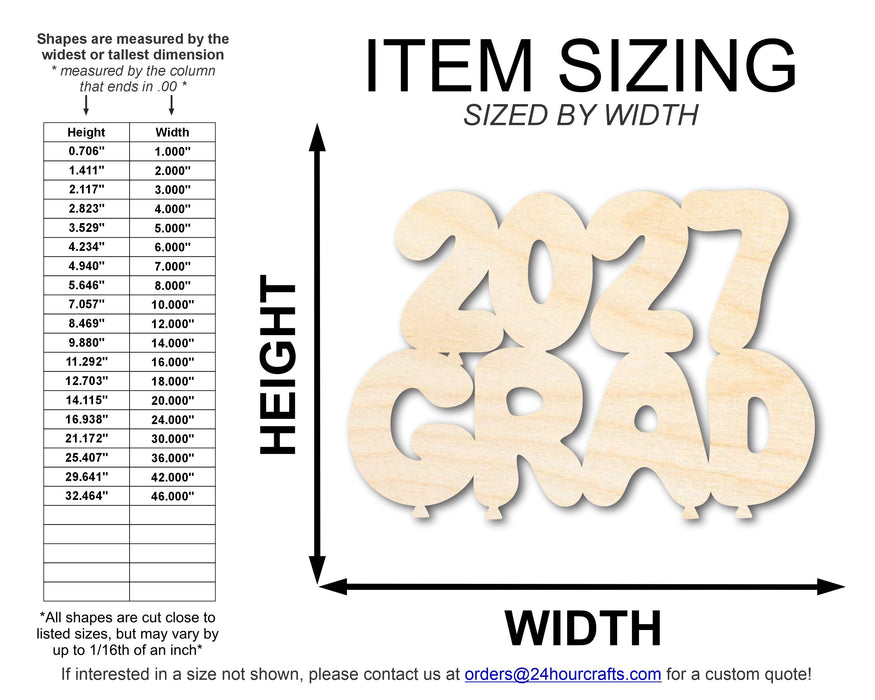 Unfinished Wood 2027 Grad Shape | DIY Craft Cutout | up to 46" DIY