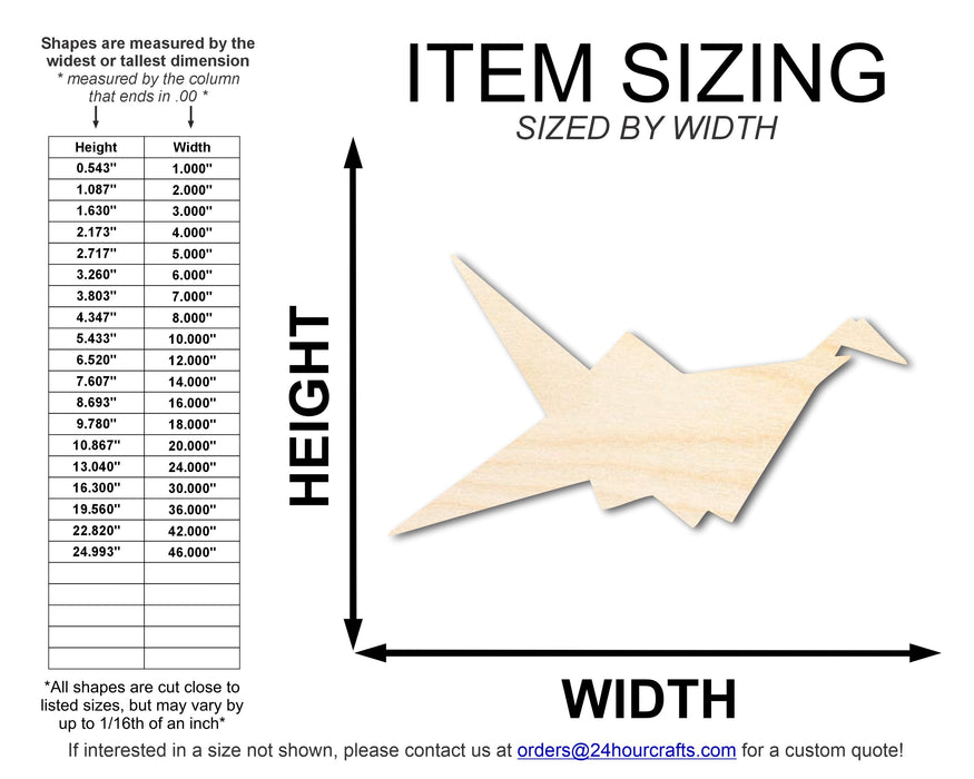 Unfinished Wood Origami Bird Shape | DIY Craft Cutout | up to 46" DIY