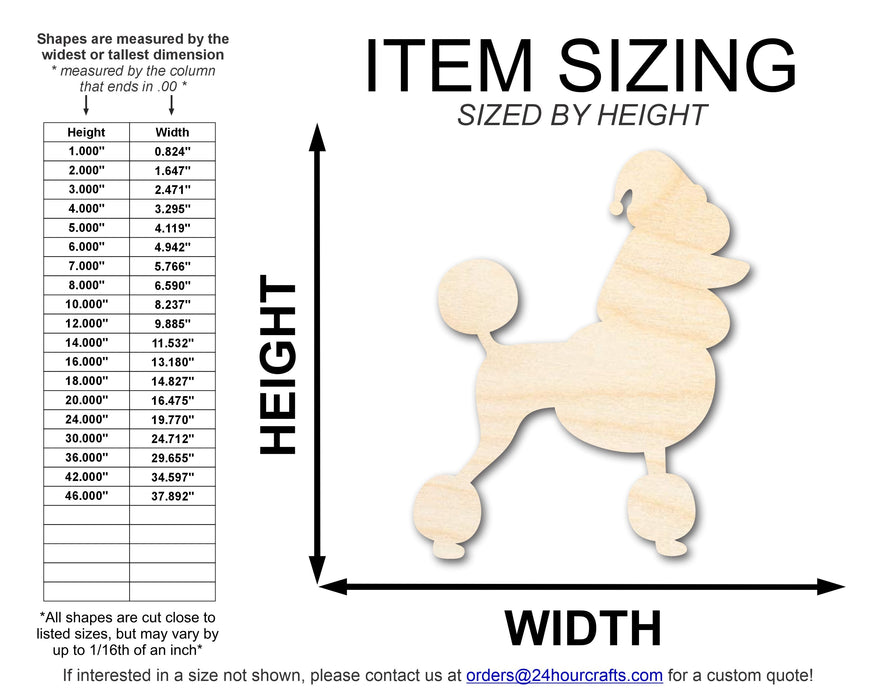 Unfinished Wood Poodle With Santa Hat Shape | DIY Craft Cutout | up to 46" DIY