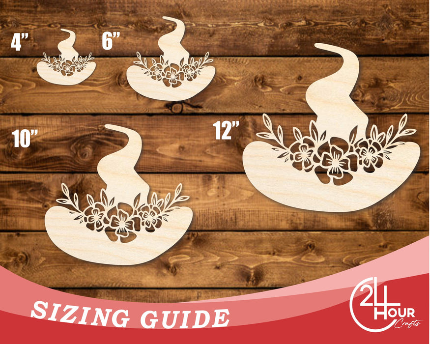 Unfinished Wood Floral Witch Hat Shape | JGrondz | DIY Craft Cutout | up to 46" DIY