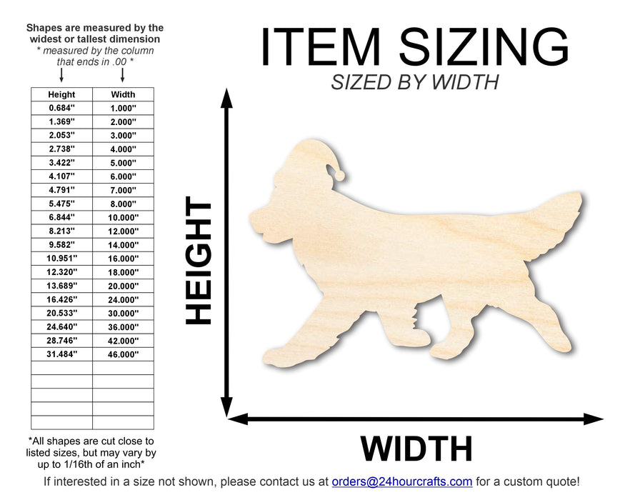 Unfinished Wood Golden Retriever With Santa Hat Shape | DIY Craft Cutout | up to 46" DIY