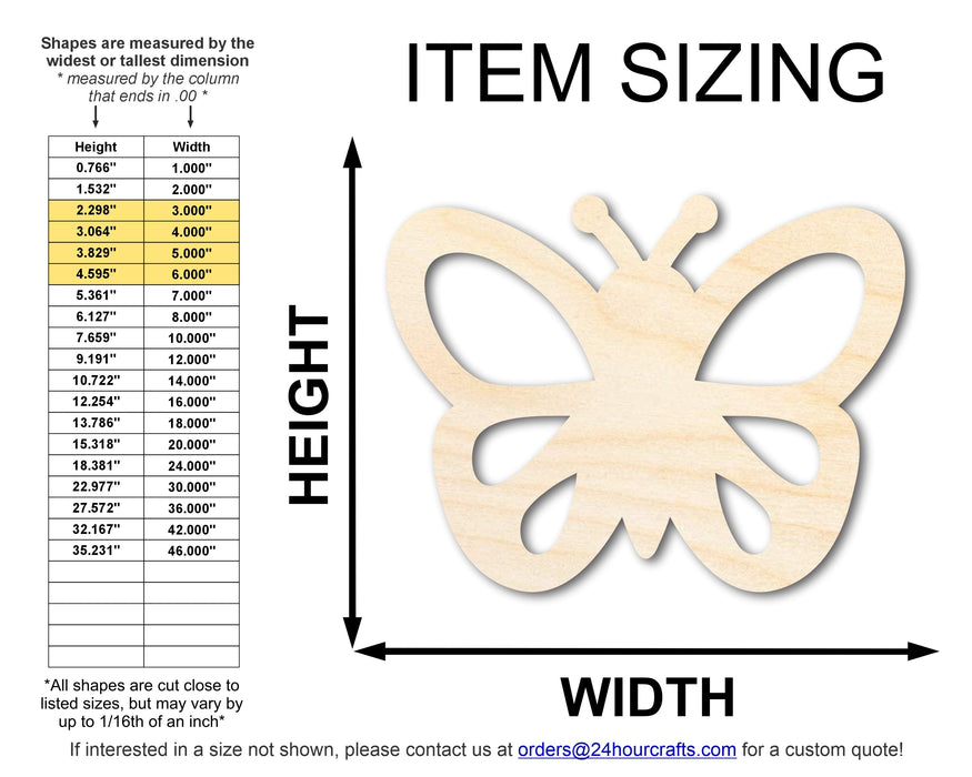 Unfinished Wood Simple Butterfly Shape | Wild at Play | DIY Craft Cutout | up to 6" DIY |