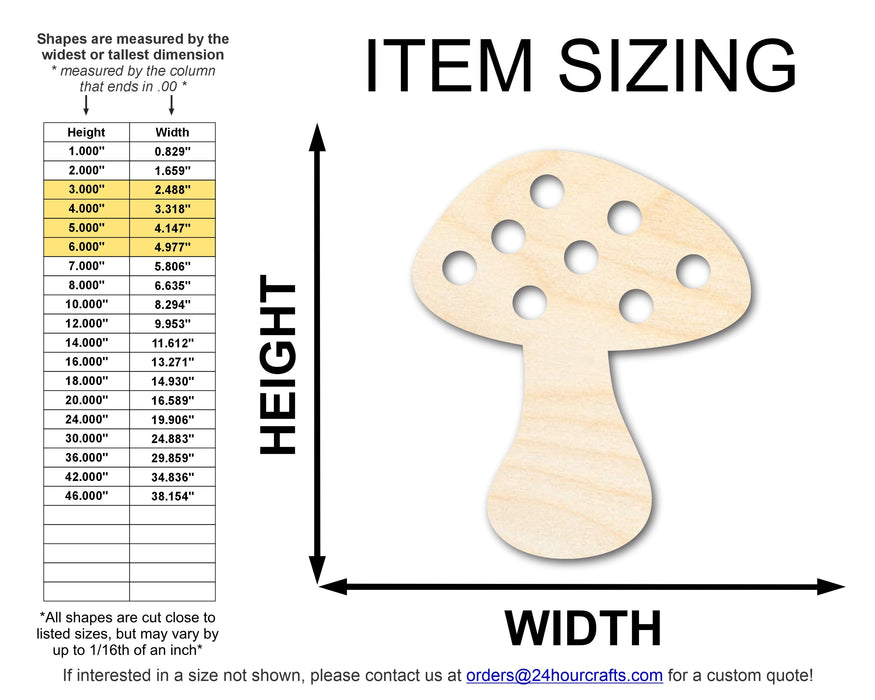Unfinished Wood Simple Mushroom Shape | Wild at Play | DIY Craft Cutout | up to 6" DIY |