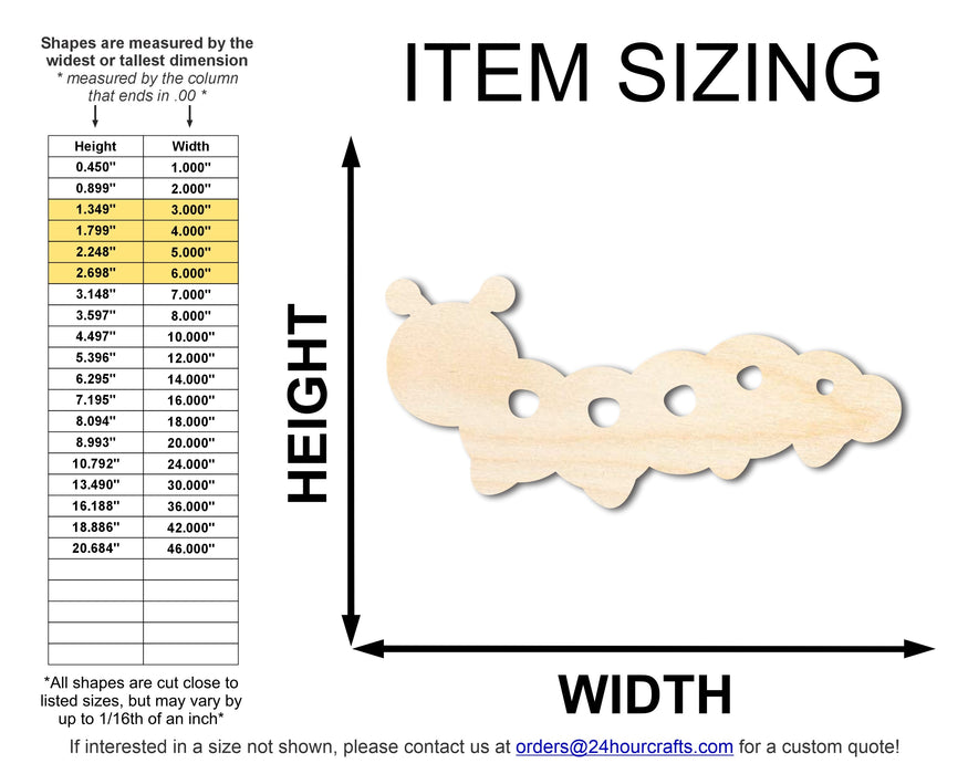 Unfinished Wood Simple Caterpillar Shape | Wild at Play | DIY Craft Cutout | up to 6" DIY |