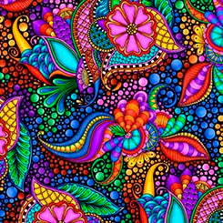 QT Carnivale FLORAL GEOMETRIC BLACK/ MULTI  MINKY