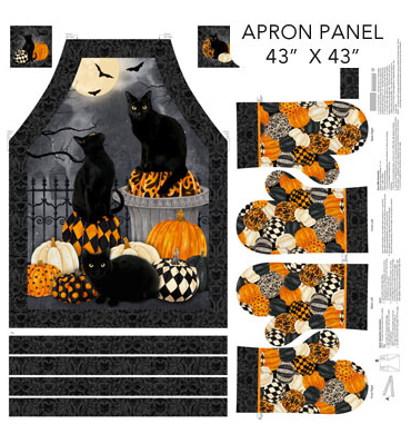 NC Hallow's Eve Apron and Oven Mitt Black