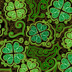 QT Lucky Clovers 1649 27424 J Decorative Clovers Black