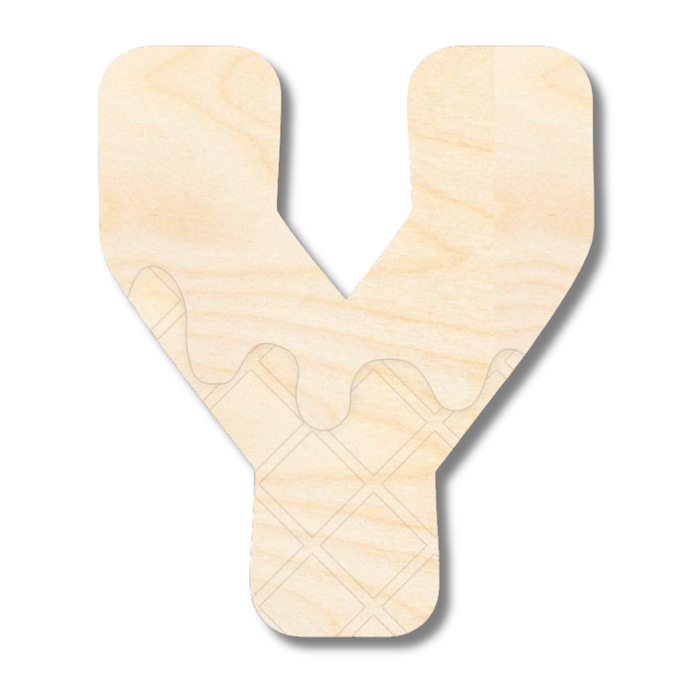 Unfinished Wood Layered Etched Themed Letters | Ice Cream | A-Z | 2 Piece | up to 24"