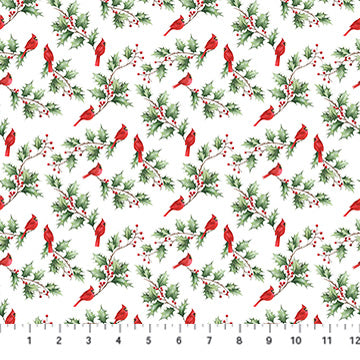 NC Cardinal & Holly White Multi - Holly Jolly