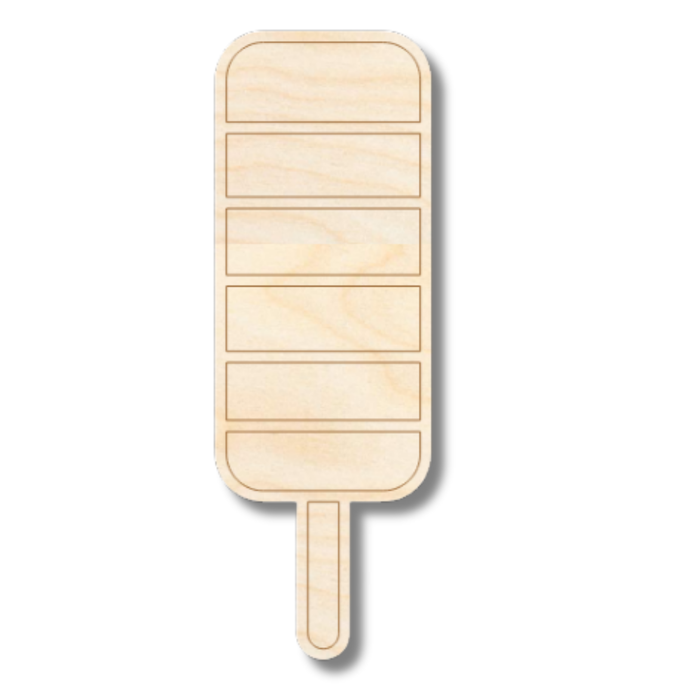 Unfinished Wood Etched Striped Popsicle Shape | Paint By Line Crafts | up to 30" DIY