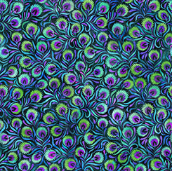 QT Eclectica PEACOCK FEATHER TOSS Minky