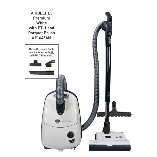 SEBO AIRBELT E3 Premium Canister Vacuum Cleaner - White
