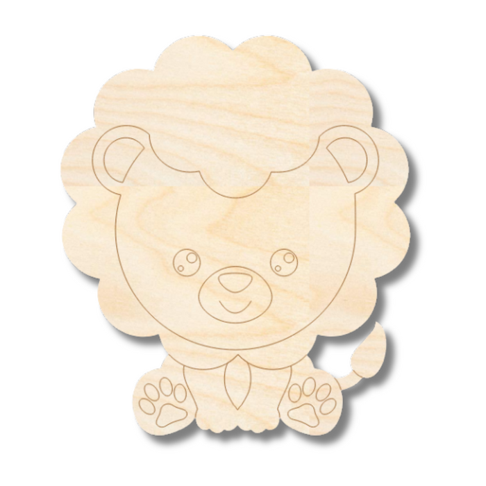 Unfinished Wood Etched Lion Shape | Paint By Line Crafts | up to 30" DIY