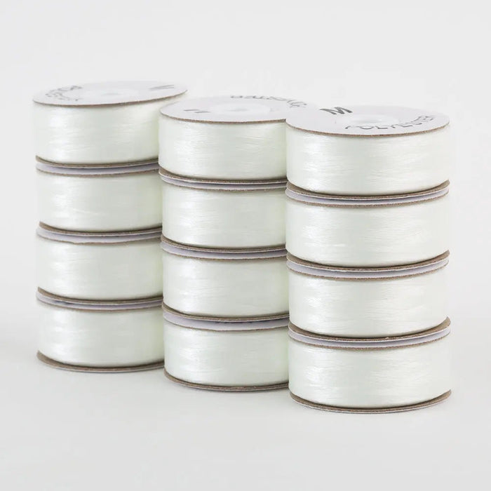 Super Bobs Poly #624 Natural Whilte (M-Style) 12 pack pre-wound bobbins
