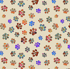 QT Quilt Room Kitties -Paw Toss Cream