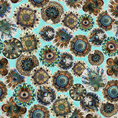 QT Resplendent 30560-Q Packed Circle Medallions Aqua