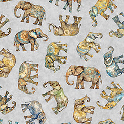 QT Kindred Spirits Tossed Elephants Gray 30673-K