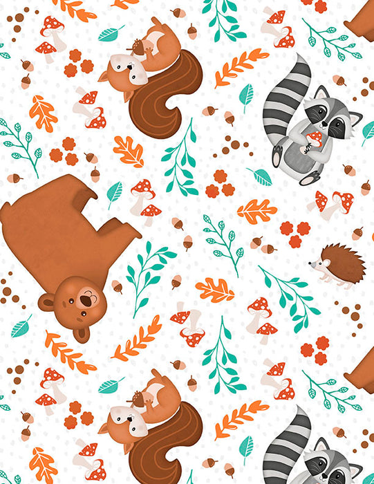 Animal Toss White 44in Wide - Woodland Whimsy