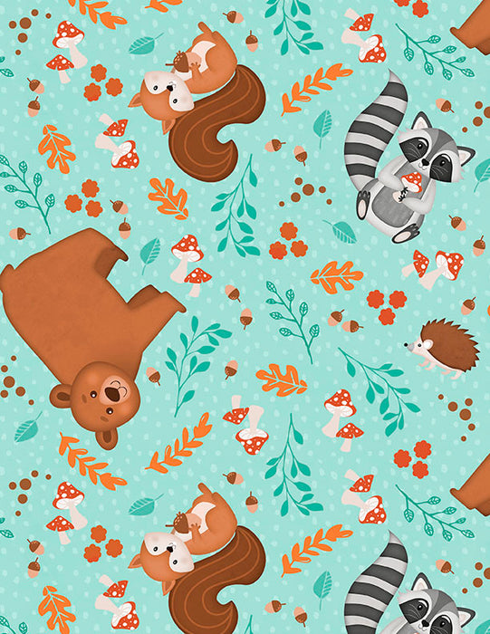 Animal Toss Teal 44in Wide - Woodland Whimsy