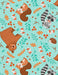 Animal Toss Teal 44in Wide - Woodland Whimsy