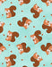 Squirrel Toss Teal 44in Wide - Woodland Whimsy