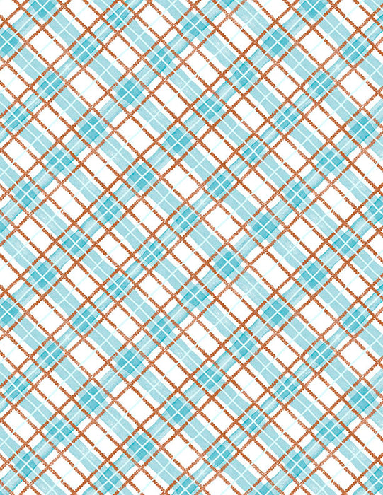Plaid White/Blue 44in Wide - Woodland Whimsy