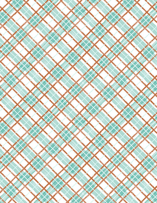 Plaid White/Teal 44in Wide - Woodland Whimsy