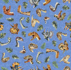 QT DINOROARS! Dino Heads & Ferns Blue