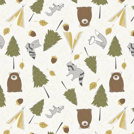 WL Into the Woodlands Cream Critters & Trees Toss 36283-175