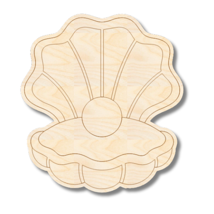 Unfinished Wood Etched Clam Shape | Paint By Line Crafts | up to 30" DIY