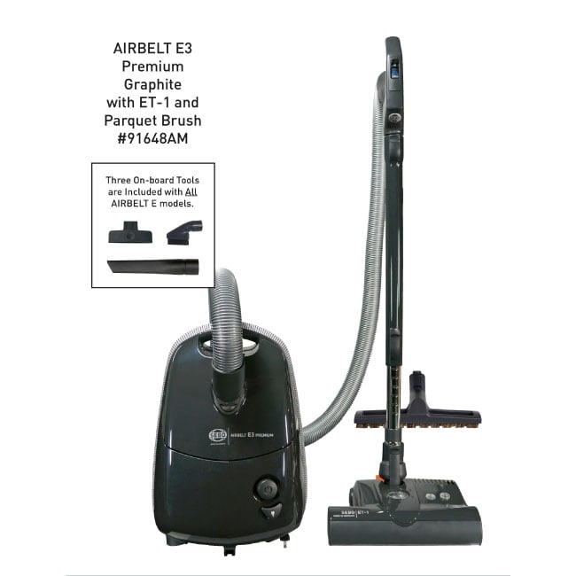 SEBO AIRBELT E3 Premium Canister Vacuum Cleaner - Graphite