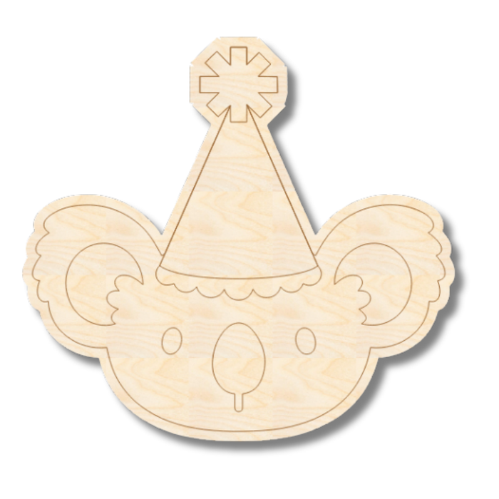 Unfinished Wood Etched Birthday Koala Shape | Paint By Line Crafts | up to 30" DIY