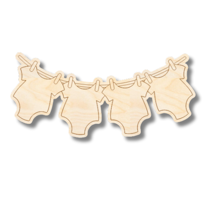 Unfinished Wood Etched Baby Hanging Onsie Shape | Paint By Line Crafts | up to 30" DIY