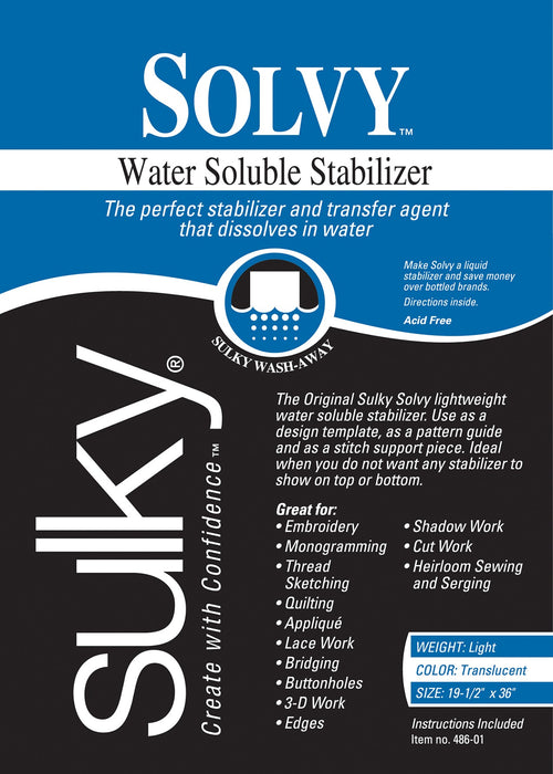 Sulky Solvy Lightweight Water Soluble Stabilizer 20in x 1yd