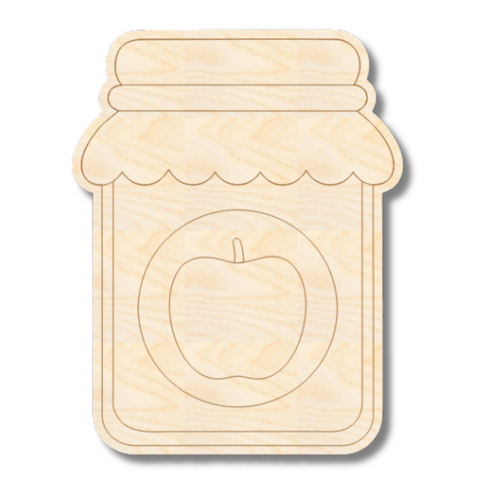 Unfinished Wood Etched Apple Jam Shape | Paint By Line Crafts | up to 30" DIY