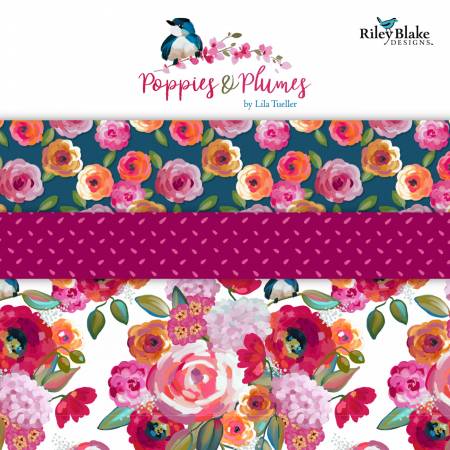RB Poppies & Plumes 5in Squares 42pcs/bundle