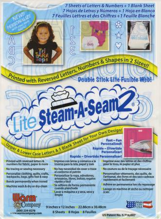 Lite Steam-A-Seam 2 9in X 12in 8ct Letters Numbers and Shapes