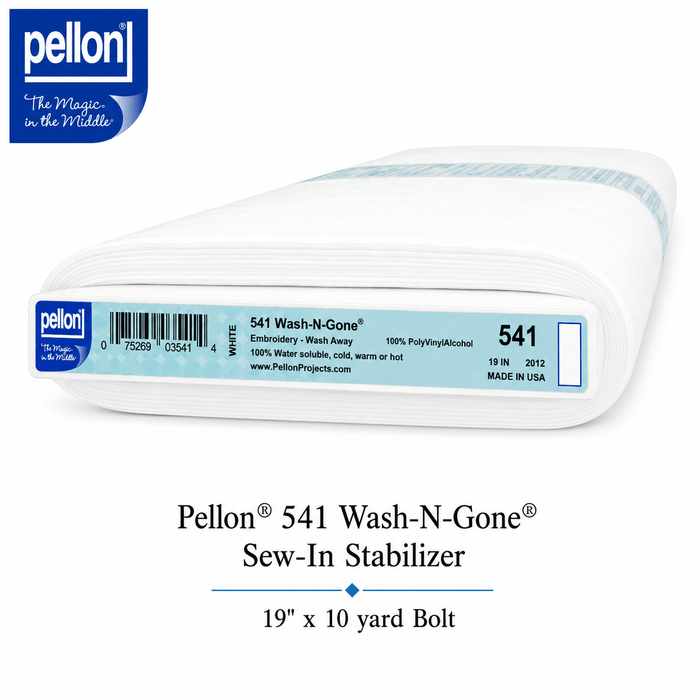 Pellon® 541 Wash-N-Gone® Sew-In Stabilizer – 19" x 10 Yard Bolt – White