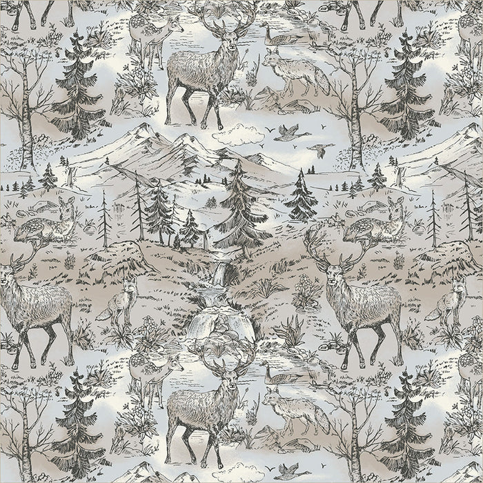 Archer Flannel Woodland Toile Ecru