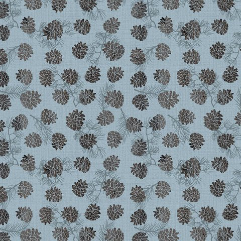 WL Wild Woods Lodge Pinecones Blue