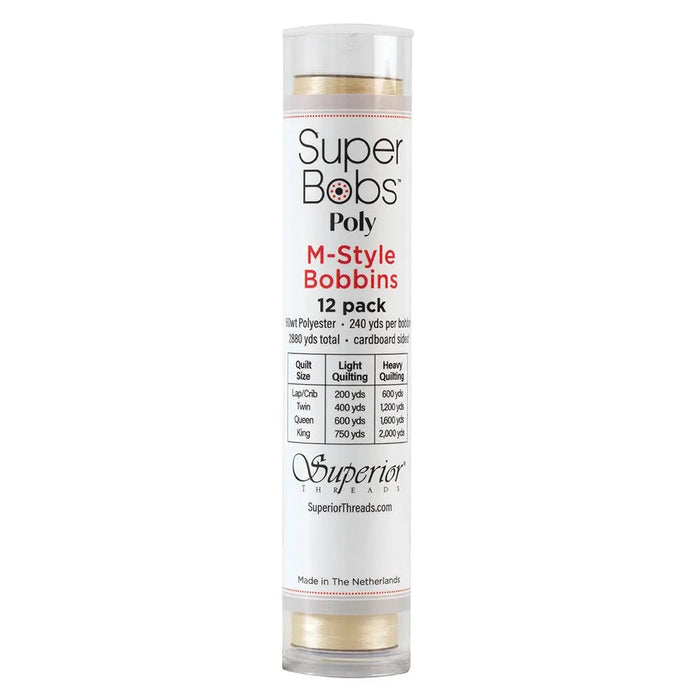 Super Bobs Poly #620 Cream (M-Style) 12 pack pre-wound bobbins