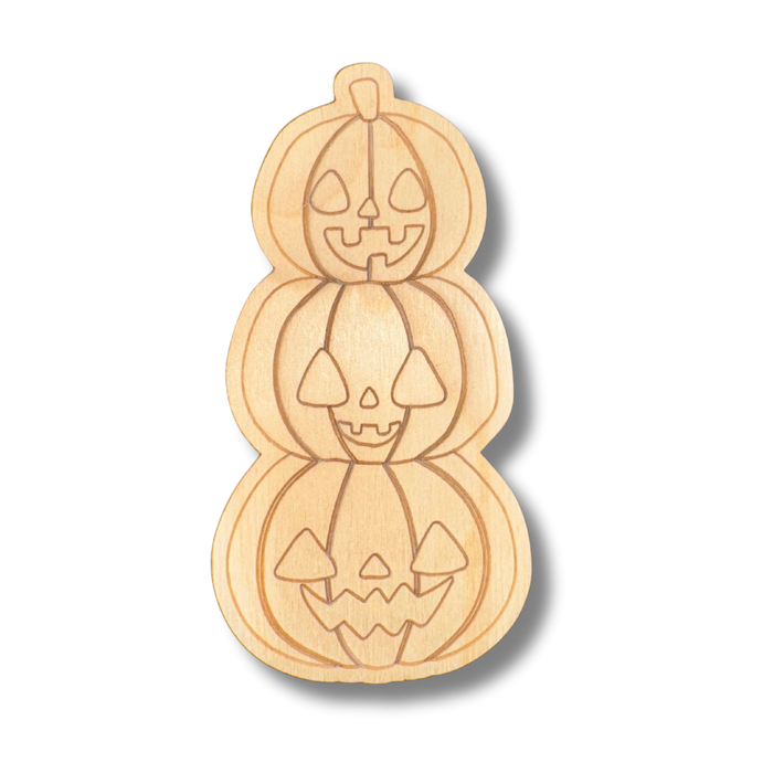 Unfinished Wood Etched Stacked Jack o 'Lantern  Shape | Paint By Line Crafts | up to 30" DIY