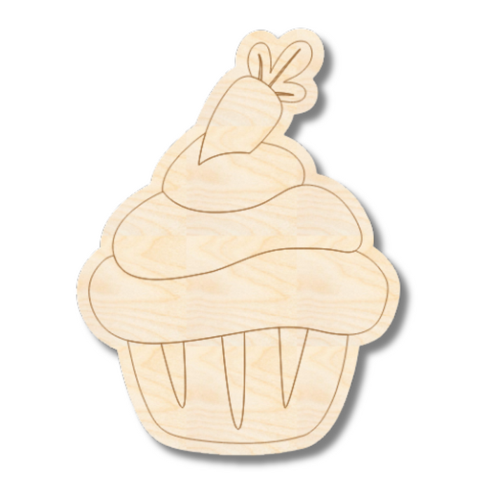 Unfinished Wood Etched Carrot Cup Cake Shape | Paint By Line Crafts | up to 30" DIY