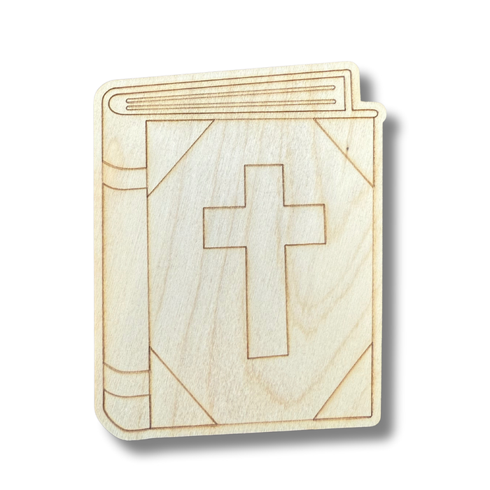 Unfinished Wood Etched Religious Book Shape | Paint By Line Crafts | up to 30" DIY