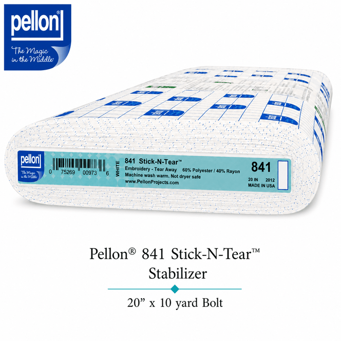 Pellon® 841 Stick-N-Tear™ Stabilizer – 20" x 10 Yard Bolt – White