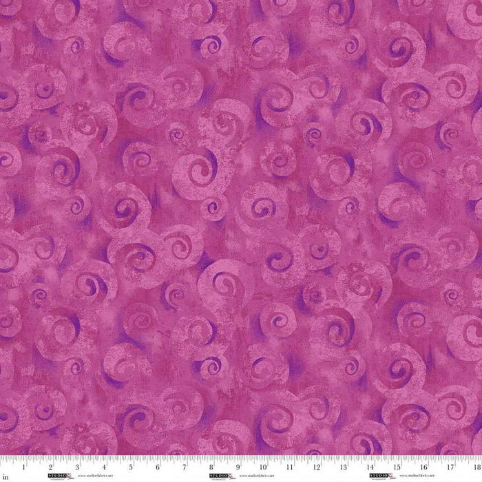 Spiral Storm Lipstick Swirl Texture 118" Orchid Cotton Wideback Fabric per yard