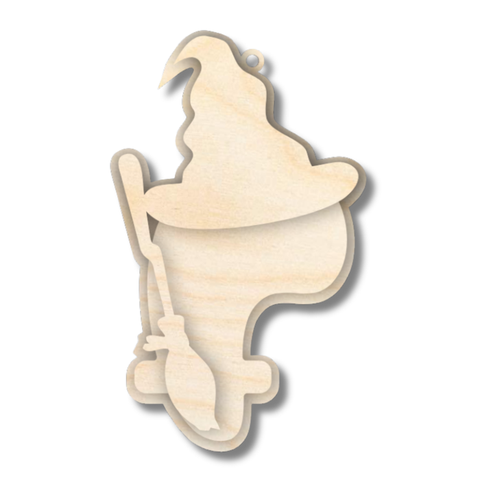 Unfinished Wood Layered Letter Halloween Witch Tags | A-Z | 3 Piece | 6" Tall | 1/8" Wood | Wood Craft DIY