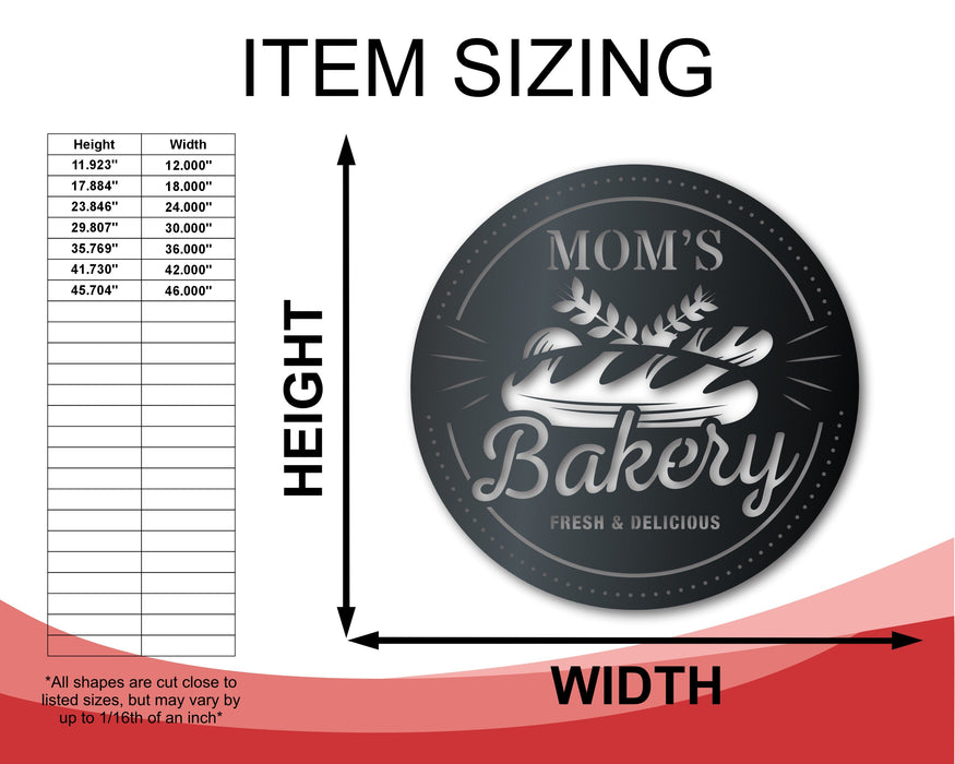 Custom Metal Bakery Wall Art | Indoor Outdoor | Up to 46" | Over 20 Color Options