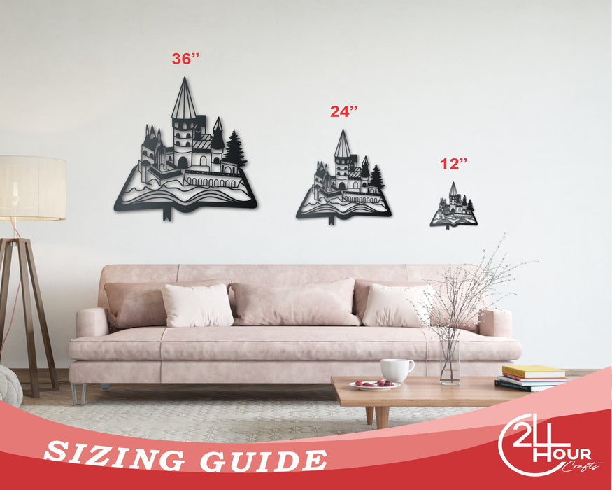 Metal Storybook Castle Wall Art | Indoor Outdoor | Up to 36" | Over 20 Color Options